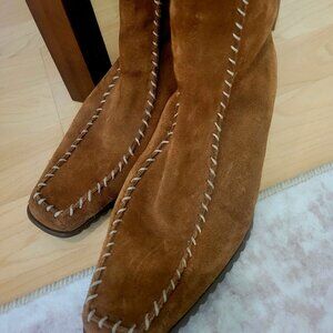 Ecco Brown Suede Handstitch Boots